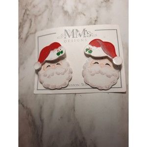 Santa Earrings For Pierced Ears MM's Designs